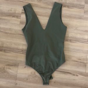 Free People Keep It Sleek Bodysuit, Army Green